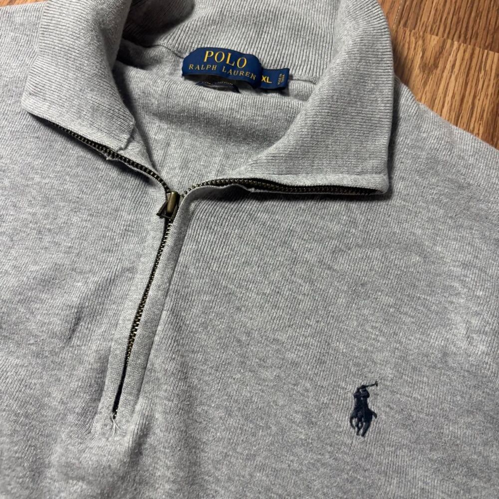 Polo Ralph Lauren Sweater Men’s XL Gray Quarter Zip Pima Cotton